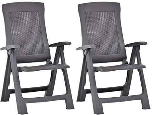 Lechnical Verstellbare Gartenstühle 2 STK. Hochlehner Terrassenstuhl Bistrostuhl Balkonstuhl Kunststoff Moccafarben - 59 x 67 x 106 cm