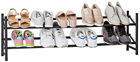 Love IT Store IT Loft Schuhregal aus Metall - Schmales, offenes Regal für bis zu 10 Paar Schuhe - Ausziehbar, stapelbar, stabil - Matt schwarz