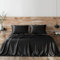 Candoury Satin-Bettwäsche-Set, 4-teilig, King-Size, seidiges Bettwäsche-Set, weicher und strapazierfähiger Kissenbezug, Bettlaken und Spannbetttuch, Hotel-Luxus-Bettwäsche-Set (Kingsize, Schwarz)