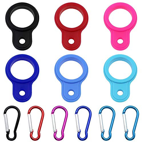 RtottiM 6 Silkon Wasserflaschenschnalle Hängende Schnalle Wasserflasche Träger Clip Schlüsselanhänger Ring für Outdoor-Aktivitäten Wandern Camping Reisen Bergsteiger