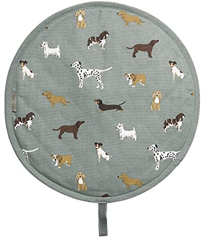 Sophie Allport - Fetch Circular Single Fabric Hob Cover, 100% Cotton, 38cm Diameter