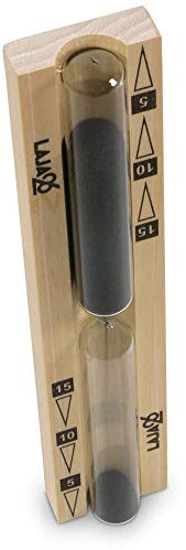 Hochwertige Sauna- Thermometer aus Espenholz Smal 15 Minuten, Schwarzer Sand