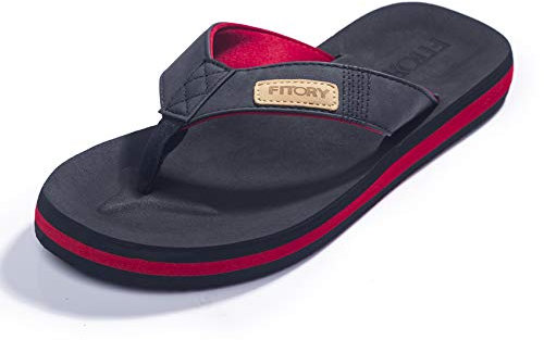 FITORY Herren Flip Flops Surfen Zehentrenner Sports Sandalen Beach/Pool Pantoffeln Rot/Schwarz Gr.41