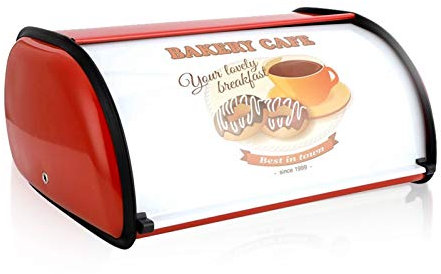 jiuzcare boite a pain vintage Bread Box Storage huche a pain moderne Boîte à Pain Design boite a pain blanche boite a pain inox Boîte à Pain en Métal boîte pour canister, 36 x 24,5 x 16 cm, Rouge