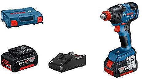 Bosch Professional 18V System Cordless Impact Driver GDX 18V-200 (max. Torque of 200 Nm, incl. 2X GBA 5.0Ah, Charger GAL 18V-40, L-CASE)