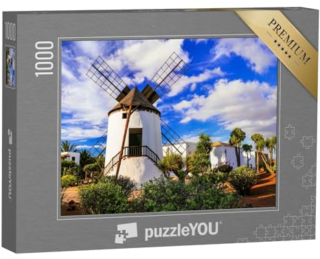 puzzleYOU: Puzzle 1000 Teile „Wahrzeichen von Fuerteventura: Windmühle bei Antigua, Spanien“ – aus der Puzzle-Kollektion Spanien, Fuerteventura