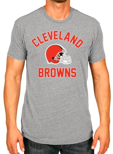 Team Fan Apparel NFL Gameday Pro Fußball-T-Shirt, leicht, ohne Etikett, halb-fit Fußball-T-Shirt (Cleveland Browns - Grau, Erwachsene X-Large)