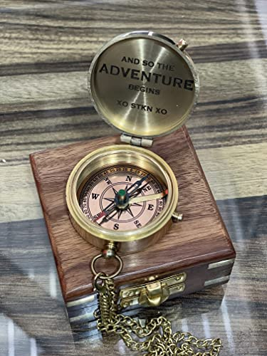 Gravierter Kompass, benutzerdefinierter Kompass, personalisierter Kompass, Arbeitskompass, funktioneller Kompass, Trauzeugengeschenk, Vatertagsgeschenk, Valentinstagsgeschenk (Brass Finish), 2' Inch
