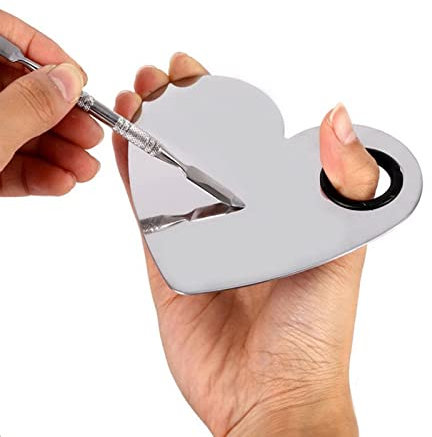 YNR Metal Palette SET/Makeup Beauty Salon Colour Cream Foundation Mixing Tool Heart Shape