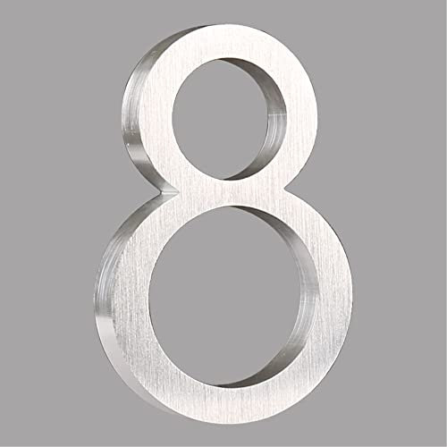 HASWARE Numero civico galleggiante 6 pollici (15 cm) Elegante porta numeri targa alfabeto Numeri indirizzo di casa (8, Argento)