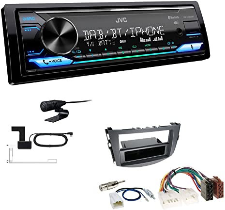 JVC KD-X482DBT 1-DIN Autoradio Media Receiver Digitalradio DAB+ Bluetooth Amazon Alexa USB Einbauset passend für Toyota RAV 4 2006-2013 schwarz