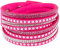 Long tiantian Braccialetto avvolgente in pelle da donna, stile bohémien, multistrato, con strass e cristalli, braccialetto in pelle per ragazze, mogli, madri, regali, altri, Fucsia