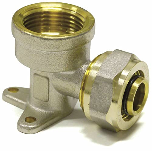 Schraub-Wandwinkel Innengewinde für Befestigung an der Wand zum anschließen von Wasserhähnen und Armaturen für Trinkwasser, Heizung, Kühlung und ölfreie Druckluft (16 x 2 mm - 1/2 IG)