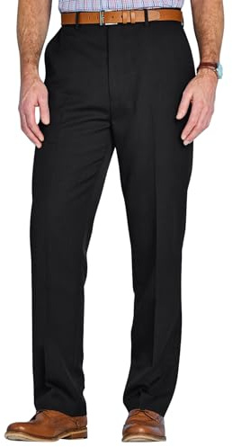 Pegasus Men's Stain-Resistant Trousers with Hidden Stretch Waistband | Easy-care and Versatile Pants, Non-Iron, Flat Front Slacks for Men, 4 Pocket Design including 2 Buttoned Rear Pockets