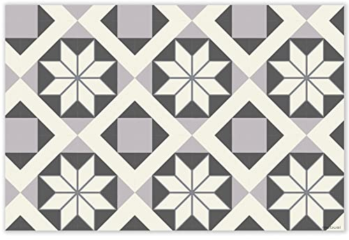 mubusi Tapis Vinyle du Sol Cuisine Salon - Différentes Tailles - (Sud Gris 80x120 cm)