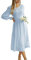 AILLOSA Women's Casual Dress Long Sleeve Loose Solid Color Dress Long Autumn Winter Dresses Swing Dress for Women 2023NEW Blue (CGFD085020CA-Blue-L)