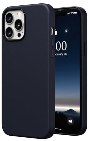 SURPHY Faux Leather Case Compatible with iPhone 13 Pro Max Case 6.7 inch, Premium PU Leather Case Cover (with Metallic Buttons & Microfiber Lining) for iPhone 13 Pro Max (Midnight Blue)