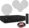Power Dynamics 2-Zone Multi Room Ceiling Speaker System with Bluetooth - Includes 4x FCS6 Low-Profile Ceiling Speakers & AD420B 4-Channel Hi-Fi Amplifier for Home Audio & Shops