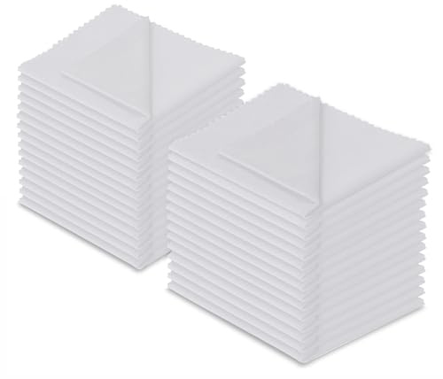 Microfiber Cleaning Cloth, 30 Pack - 200+ GSM Heavyweight Lint-Free Streak & Scratch-Free Cloths for Eyeglasses, Glasses, Screens, Camera Lens - 7x6 Inch Premium White, Bulk, Reusable