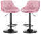 Juego de 2 taburetes de bar regulable en altura y giratorio a 360°, taburete alto de cocina, regulable en altura 64,5-80 cm, silla alta bar moderna, silla de bar cuchara (2, rosa)