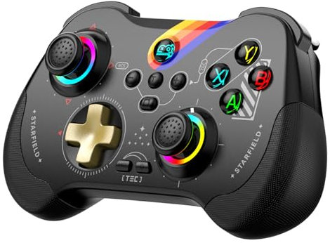 Joso Phone Controller for Steam Switch/PS/PC/Android/iOS, with Hall linear trgger, Hall left & right rocker, Pocket Size, RGB Light/Turbo, Bluetooth Wireless Controller Gamepad Graffit Black