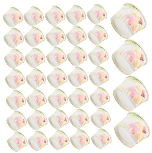 KOMBIUDA 100 Stück Eisbecher Pappbecher mit Deckel Behälter für Lebensmittel Party Papierschale Eiscremehalter Papier kalte Suppentassen Desserttöpfe Puddingbecher Lebensmittelbehälter Joghurtschale