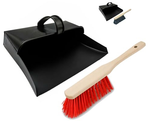 Brushmann Enclosed Metal Dustpan and Hand Brush Set (Hard PVC Bristle Brush)