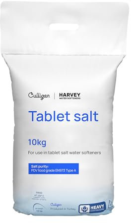 Harvey 10kg Tablet Salt Bag for Water Softeners by Culligan Water | Convenient Carry-Handle | Original Pure Grade A/PDV Food Quality Salt | Premium Solution for Softening Performance (10 x 10KG Bags)