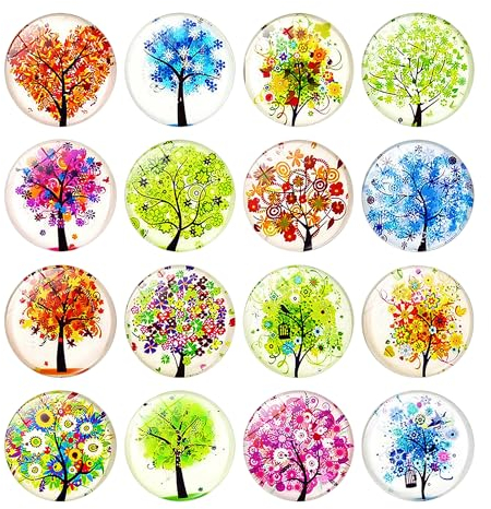 Lot de 16 aimants ronds pour réfrigérateur, tableau blanc, arbre de vie, décoration 3D, pour tableaux blancs, réfrigérateurs, cuisines