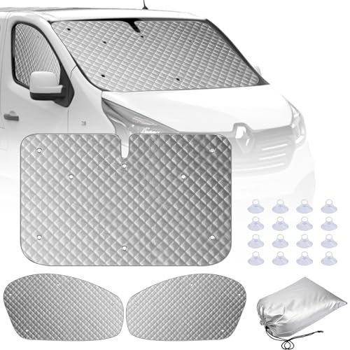 MaxEarn Thermo-Rollos für Renault Trafic 2015-2024 3er Set Faltbare Luxus Sonnenschutz Set für Frontfenster Sommer Anti-UV und Winter-Isolierungsschirm für Vivaro NV300