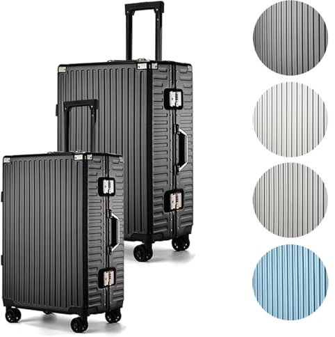 Int’x Koffer Kofferset 2(M, L) - Hartschalenkoffer groß mit TSA-Schloss - Leichtes Gepäck mit Vier 360°-Rollen - Beschädigungssichere - Hergestellt aus ABS - Reisekoffer - M: 40L L: 65L - Schwarz