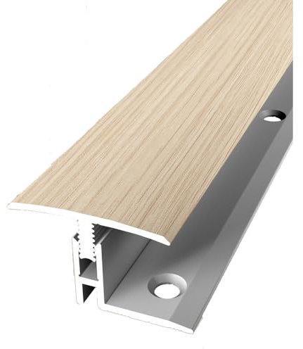 PROVISTON | Übergangsprofil | Parkettausgleich | Breite: 31.5 mm | Höhenausgleich: 12-17 mm | Länge: 2000 mm | Aluminiumprofil | Eiche weiß gekalkt | 1 Stück