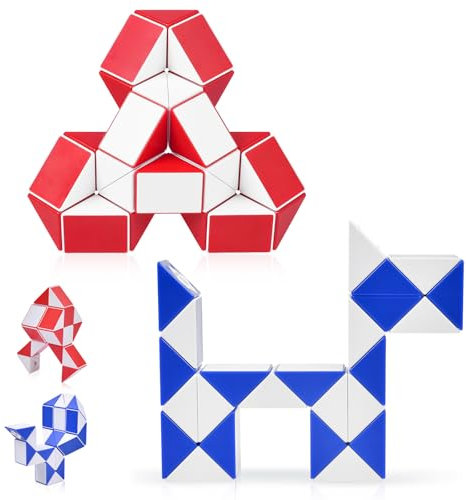 Ainiv Magic Snake, Magische Schlange 2er Set mit 24 Blöcken pro Snake, Mitgebsel Kindergeburtstag, Knobelspiele für Kinder und Erwachsene, Schultüte Füllung Geschenke zur Einschulung Fidget Spielzeug
