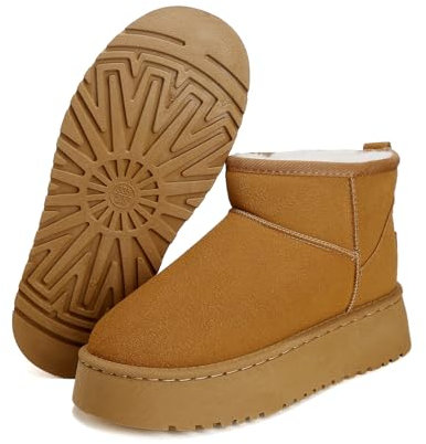 Jifenkla Bottes Pour Femme Hiver, Plateforme Boots Mini-Bottes de Neige Femme, Boot Chaussures Doublure Chaud Étanche Antidérapantes Bottines avec Randonnée Confortables