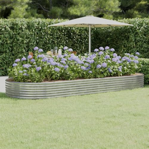 blumentopf 60cm Durchmesser,blumentopf Gross draussen 60 cm,Hochbeet Pulverbeschichteter Stahl 373x140x36 cm SilbernGeeignet für Garten, Terrasse, Schlafzimmer, Wohnzimmer