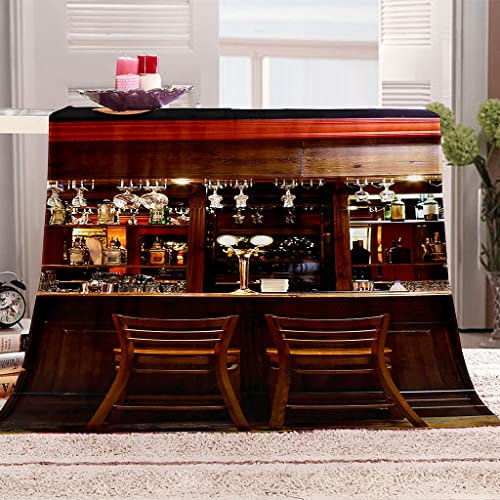 OUSIKA Super Soft Thickened Flannel Couch Blanket Baby Size 130X150Cm Sherpa Fleece Throw Blanket Bar Wine Cabinet Printed Pattern Fluffy Comfy Warm Microfiber Plush Sofa/Bed Blanket