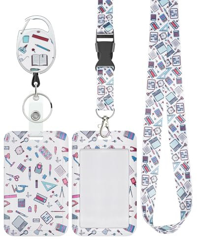 Uniclife Modische Schiebe Ausweishalter Stationery Pattern Plastic Case einziehbaren Badge Reel Karabiner Clip & abnehmbare Lanyard Strap Vertical Card Protector Frauen Krakenschwester Lehrer Student