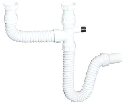 TEHNOEXPORT Flexibler Siphon 6/4 (38,1 mm) x 32/40/50 mm Wandadapter | Siphon für Küchenspüle & Waschbecken | Abflussrohr mit Geruchverschluss | Flexibel & 100 % wasserdicht S00024