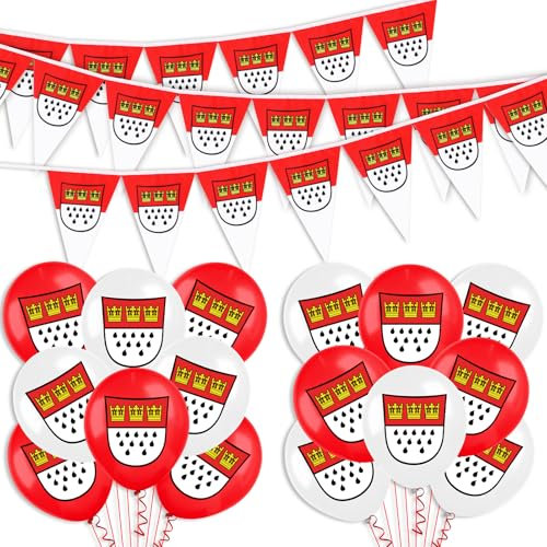HOWAF Karneval Köln Deko, Luftballons Köln Ballon Luftballons Karneval Köln Luftballons Kölner Wappen, Girlande Köln Wappen Girlande Karneval Köln Banner für Kölle Alaaf Karneval Deko Fasching Deko