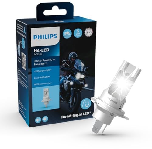 Philips Ultinon Pro6000 Boost gen2 Direct-fit H4-LED Moto, Scheinwerferlampe mit Straßenzulassung für Motorräder*, +300% helleres Licht**
