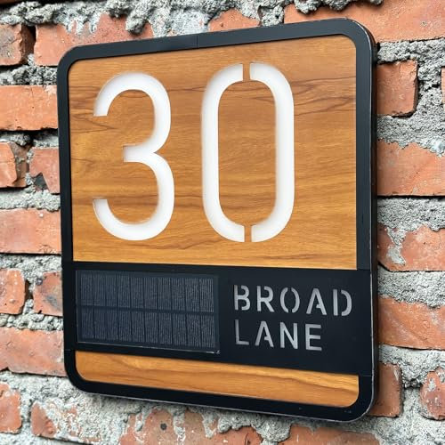 GUANKE House Numbers Plaques With Solar Lights Outdoor Waterproof Illuminated House Address Signs Door Number Plaques For Wall Mount House