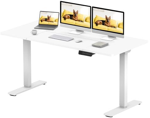 SANODESK Höhenverstellbarer Schreibtisch 160x70 cm mit 2 starken Motoren, Stabiler Elektrischer Steh-Sitz Schreibtisch, Höhenverstellung mit Memory-Funktion (weiß+weiß)