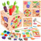 Wooderma Motorikwürfel 10 in 1 Motorikspielzeug ab 1 Jahr, Aktivitätswürfel Baby Spielzeug, 60 Pcs Kinder Holzspielzeug, Montessori Activity Center Lernspielzeug Steckwürfel Kinderspielzeug Geschenk