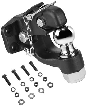 VEVOR Crochet Attelage, Capacité de Remorquage 9070 kg, Boule d'Attelage 5 cm, Convient aux Anneaux de Remorquage 6,35-7,62 cm avec Kit de Montage, Résistant à l'usure, Revêtement en Poudre Noire