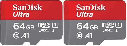 SanDisk Ultra micro SD card + SD adapter 64GB (For Android Smartphones and Tablets, Memory card up to 140 MB/s, A1 Faster App Performance, UHS-I, Class 10, U1) (Pack of 2)