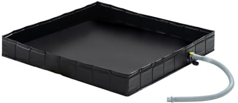 Qussedser Cuvette de Douche Portable, Base de Douche Pliable 41x41 Pouces et Plancher de Lavabo avec Tuyau de Drainage Amovible, Idéal pour Camping-Car, Extérieur