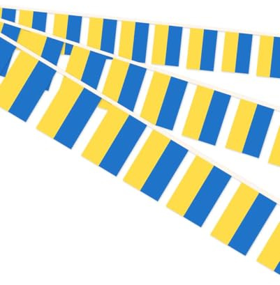 10 Meter Ukraine Miniatur String Pennant Flagge, 30 PCS ukrainische kleine Bunting Banner, 32 FT Dekorationen für Outdoor Indoor House Home Office Meeting Party(Ukraine)