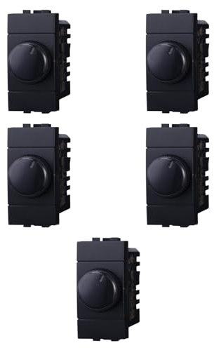 5 MODULI DIMMER, NERO, COMPATIBILE CON BTICINO LIVING, REGOLAZIONE 100W - 1000W, MODULI E FRUTTI 100% COMPATIBILI, MATERIALI DI ALTA QUALITA'