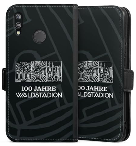 Klapphülle kompatibel mit Huawei P20 Lite Handyhülle aus Kunst Leder schwarz Flip Case Eintracht Frankfurt Fußball SGE