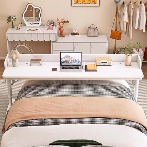 DSEWTEZXI Höhenverstellbar modern Mobile Arbeit Desk auf Rollen, laptoptisch Tisch mit Rollen, Schlafzimmer betttisch mit schallwand, pflegebett beistelltisch, für Zuhause und Krankenhaus.